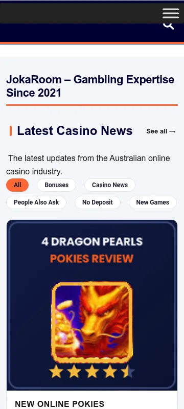 Joka Room Casino mobile browser interface on a smartphone